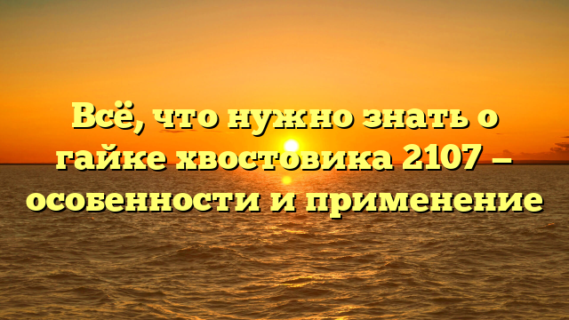Всё, что нужно знать о гайке хвостовика 2107 — особенности и применение