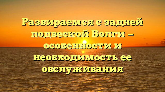 Разбираемся с задней подвеской Волги — особенности и необходимость ее обслуживания